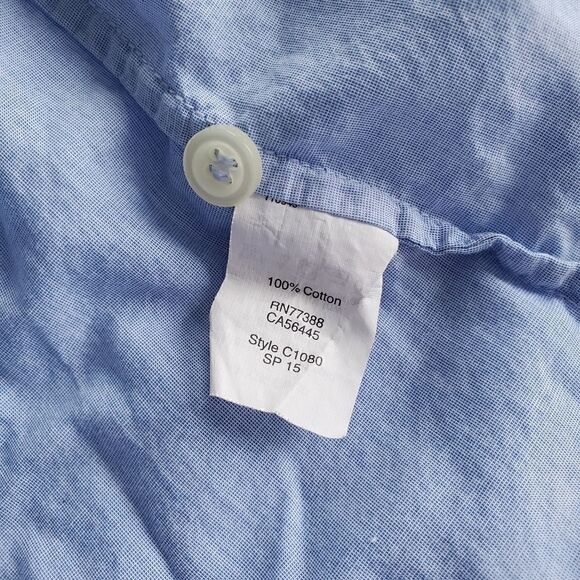 J Crew Top Blue Button Down Oxford Tuxedo Small - Picture 8 of 10